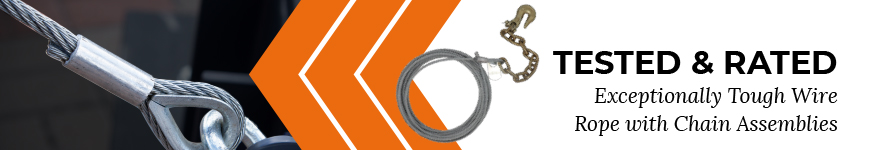 Exceptionally tough wire rope with chain assemblies.